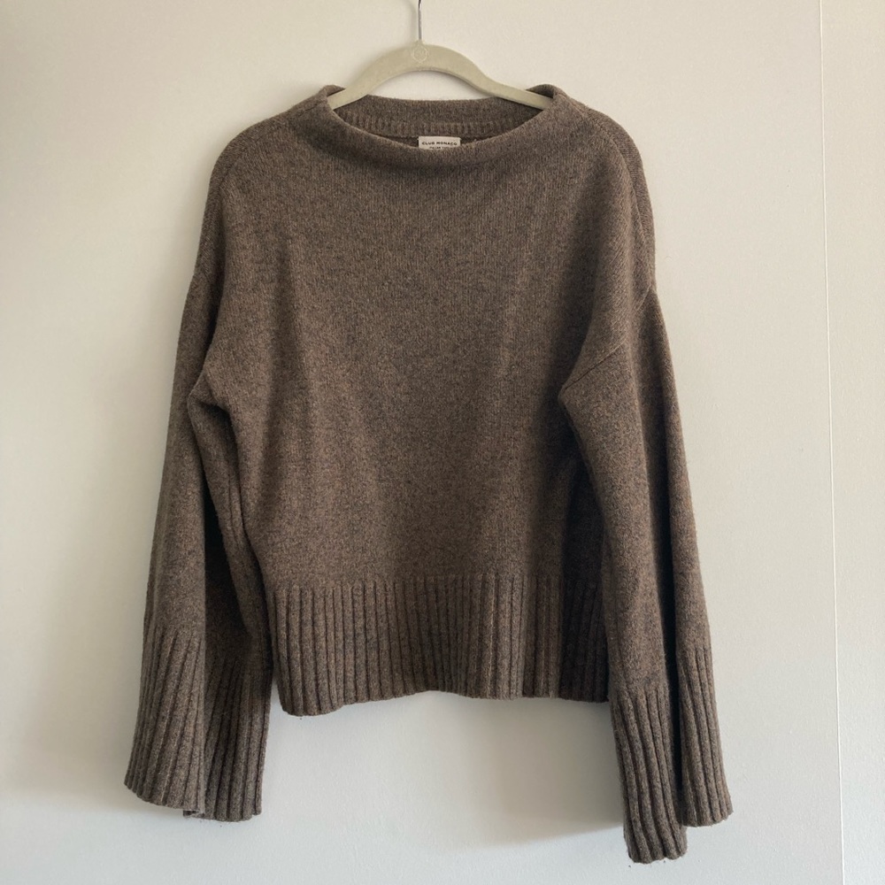 Club Monaco Brown Balloon sleeve sweater with wide neck size XS